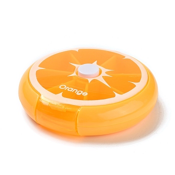 Plastic Bead Containers, for Small Parts, Hardware and Craft, 7 Compartments, Flat Round, Orange, 9.05x2.4cm, Hole: 28x13mm, Inner Diameter: 2.7x2.7cm