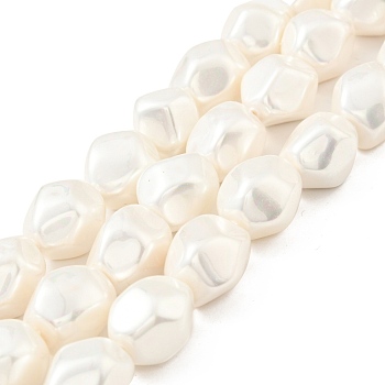 Electroplated Shell Pearl Beads Strands, Textured, Nuggets, PapayaWhip, 20~21.5x17~17.5x16~16.5mm, Hole: 1mm, about 19pcs/strand, 15.59 inch(39.6cm)