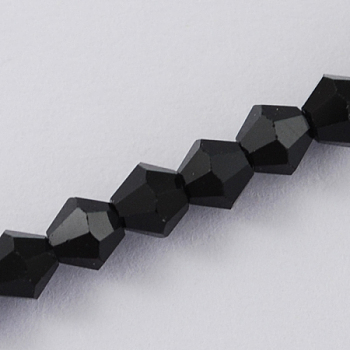 Imitation Austrian Crystal 5301 Bicone Beads, Faceted Glass Beads Strands, Black, 2x3mm, Hole: 0.5mm, about 160~180pcs/strand, 16.54 inch~17.32 inch(42~44cm)