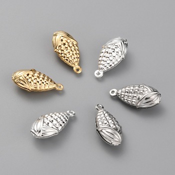 Autumn Theme Brass Pendants, Long-Lasting Plated, Corn, Mixed Color, 19x10x6.5mm, Hole: 1mm