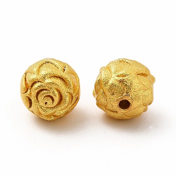 Rack Plating Alloy Beads, Flower, Matte Gold Color, 8.3x8mm, Hole: 1.4mm
