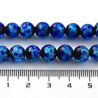 Glow in the Dark Luminous Style Handmade Silver Foil Glass Round Beads(FOIL-I006-8mm-02)-4