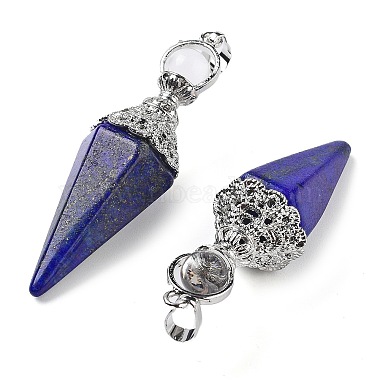 Dyed Natural Lapis Lazuli Faceted Cone Big Pendants(G-P552-04P-02)-2