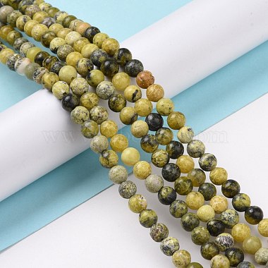 Natural Yellow Turquoise(Jasper) Beads Strands(GSR6mmC007)-2