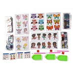 DIY Owl & Butterfly & Girl & Flower Fairy Diamond Painting Stickers Kits For Kids, with Diamond Painting Stickers, Rhinestones, Diamond Sticky Pen, Tray Plate and Glue Clay, Mixed Color, 21x13.5x0.03cm(DIY-O016-22)