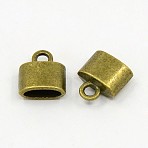 Tibetan Style Terminators, Lead Free & Cadmium Free, Lock, Antique Bronze, 12x10x5mm, Hole: 3mm, inner diameter:9mmx2.5mm(TIBEP-30008-AB-LF)