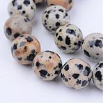 Natural Dalmatian Jasper Beads Strands, Round, 8~8.5mm, Hole: 1mm, about 45~48pcs/strand, 15 inch(G-Q462-8mm-30)
