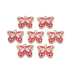 Alloy Enamel Pendants, Cadmium Free & Nickel Free & Lead Free, Light Gold, Butterfly, Cerise, 18x22x2.5mm, Hole: 1.6mm(ENAM-N055-105B)