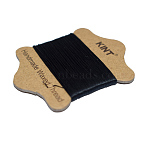 Waxed Nylon Cord, Black, 0.45mm, about 21.87 yards(20m)/card(YC-E005-0.45mm-10)