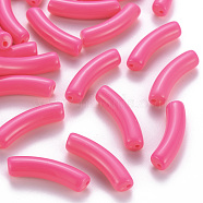 Opaque Acrylic Beads, Curved Tube, Hot Pink, 32x9.5x8mm, Hole: 1.8mm(X-MACR-S372-002B-S005)