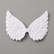 Cloth Embossed Wing Ornament Accessories, with Glitter Powder, Sewing Craft Decoration, White, 65x93x1mm(FIND-WH0037-27B)