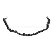 Natural Obsidian Chip Beaded Necklace, Golden, 15.94~15.98 inch(40.5~40.6cm)(NJEW-JN04616-12)