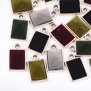 UV Plating Acrylic Pendants, Flocky, Rectangle, Mixed Color, Light Gold, 20.5x12.5x5mm, Hole: 2mm(FIND-T046-52)