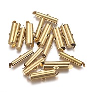 Brass Slide On End Clasp Tubes, Slider End Caps, for Ball Chains, Golden, 19x6x4mm, Hole: 1mm, Inner Diameter: 3mm(KK-TAC0003-04F-G)