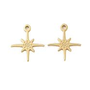 304 Stainless Steel Charms, Star Charms, Real 14K Gold Plated, 10.5x9.5x1mm, Hole: 1mm(STAS-L022-456G)