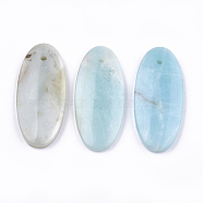 Natural Amazonite Pendants, Oval, 35x16x4mm, Hole: 1mm(G-T111-09)