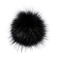 Fluffy Pom Pom Sewing Snap Buttons Accessories, Press Studs, Faux Fake Fur Hair Ball, Black, pom pom: 100mm, Buttons: 18mm, Knob: 5mm(SNAP-TA0001-01G)