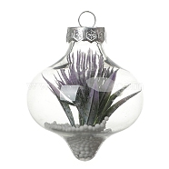 Transparent Plastic Fillable Ball Pendants Decorations, Christmas Tree Hanging Ornament, Lantern, 135x65mm(XMAS-PW0002-04I)