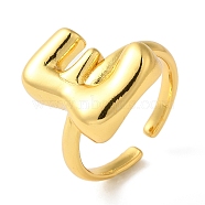 Initials Brass Open Cuff Ring for Women, Letter E, 16.5x14.5mm, Adjustable(RJEW-N046-02E-G)