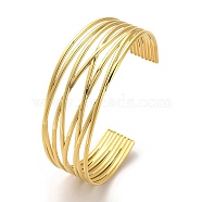 Golden 304 Stainless Steel Cuff Bangle for Women, Cross, Inner Diameter: 1-7/8x2-1/2 inch(4.7x6.2cm)(BJEW-C050-02C-G)