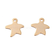 201 Stainless Steel Charms, Laser Cut, Starfish/Sea Star, Real 18k Gold Plated, 11x11x0.5mm, Hole: 1.4mm(STAS-B001-15G)