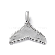 304 Stainless Steel Pendant Cabochon Settings, Fishtail, Stainless Steel Color, Tray: 6.5x16mm, 17x17.5x1mm, Hole: 1.5x3.5mm(STAS-I202-13P)