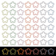 PandaHall Elite 112Pcs 7 Colors Transparent Luminous Acrylic Pendants, with Glitter Powder, Star, Mixed Color, 29.5x30.5x5mm, Hole: 1.8mm, 16pcs/color(TACR-PH0001-55)