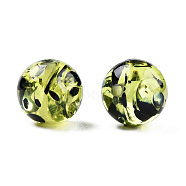 Resin Imitation Amber Beads, Round, Yellow Green, 12x11.5mm, Hole: 1.5~3mm(RESI-N034-01-C04)