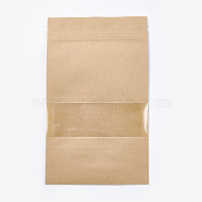 Kraft Paper Zip Lock bag, Small Kraft Paper Stand up Pouch, Resealable Bags, with Window, BurlyWood, 20x12cm, Unilateral Thickness: 5.5 Mil(0.14mm)(OPP-WH0003-01B)