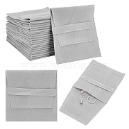 Double-Sided Faux Suede Jewelry Flap Pouches, Folding Envelope Bag for Earrings, Bracelets, Necklaces Packaging, Gray, 9.7x9.4cm(TP-WH0007-09A)