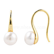Natural Pearl Dangle Earrings, Brass Jewelry for Women, Real 14K Gold Plated, 17x16.5x6.5mm, Pin: 0.8mm(EJEW-T019-01G)