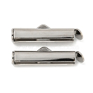 Brass Slide On End Clasp Tubes, Slider End Caps, with Pendant Bails, Real Platinum Plated, 5.5x19x4mm, Hole: 1.2mm, Inner Diameter: 3mm(KK-N254-119P-03)