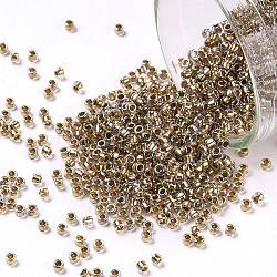 TOHO Round Seed Beads, Japanese Seed Beads, (994) Gilt Lined AB Crystal, 15/0, 1.5mm, Hole: 0.7mm, about 15000pcs/50g(SEED-XTR15-0994)