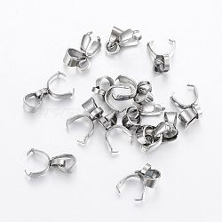 Tarnish Resistant 304 Stainless Steel Pendant Pinch Bails, Stainless Steel Color, 9x7x2.5mm, Hole: 4x3.5mm(STAS-H443-30P)