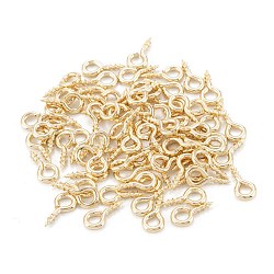 Brass Screw Eye Pin Peg Bails, For Half Drilled Beads, Long-Lasting Plated, Rack Plating, Real 14K Gold Plated, 8x4x1mm, Hole: 2mm(KK-D063-03G)