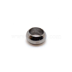 Brass Crimp Beads, Rondelle, Nickel Free, Gunmetal, 4x2mm, Hole: 2.5mm, about 500pcs/bag(KK-WH0047-10A-07)