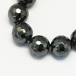 Non-magnetic Synthetic Hematite Beads Strands, Grade A, Faceted, Round, Black, 6mm, Hole: 1.5mm, about 71pcs/strand(X-G-S084-6mm)