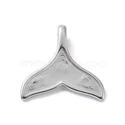 Non-Tarnish 304 Stainless Steel Pendant Cabochon Settings, Fishtail, Stainless Steel Color, Tray: 6.5x16mm, 17x17.5x1mm, Hole: 1.5x3.5mm(STAS-I202-13P)