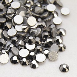 Glass Flat Back Rhinestone, Grade A, Back Plated, Faceted, Half Round, Hematite, 3.8~4mm, about 1440pcs/bag(RGLA-C002-SS16-566)
