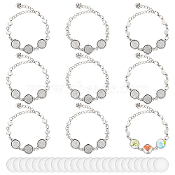 Nbeads DIY Blank Dome Bracelets & Anklets Making Kit, Including Alloy Bracelets & Anklets Making, Glass Cabochons, Star & Moon & Heart, Antique Silver, 36Pcs/box(DIY-NB0009-78)