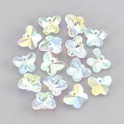 Glass Rhinestone Charms, Butterfly, Crystal AB, 12x15x7mm, Hole: 1.4mm(RGLA-T148-17A)