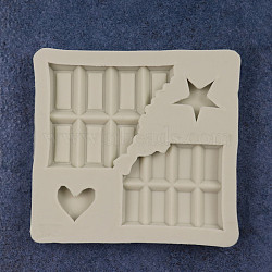 Food Grade Silicone Molds, Fondant Molds, For DIY Cake Decoration, Chocolate, Candy, UV Resin & Epoxy Resin Jewelry Making, Cookie, Star and Heart, Antique White, 87x82mm(DIY-I012-40)
