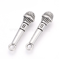 Tibetan Style Alloy Pendants, Microphone, Cadmium Free & Lead Free, Antique Silver, 26x7x5mm, Hole: 2.5mm(X-TIBE-S309-86AS-RS)