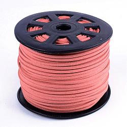 Faux Suede Cords, Faux Suede Lace, Pale Violet Red, 1/8 inch(3mm)x1.5mm, about 100yards/roll(91.44m/roll), 300 feet/roll(LW-S028-53)