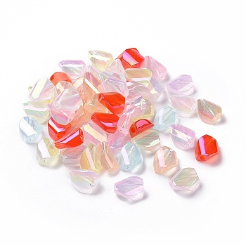 Transparent Acrylic Imitation Jelly Beads, Twist Oval, Mixed Color, 15x13x6mm, Hole: 2.5mm