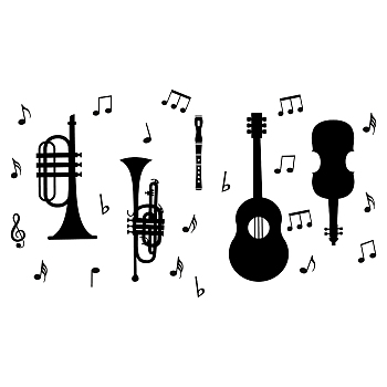 PVC Wall Stickers, for Wall Decoration, Musical Instruments Pattern, 350x400mm