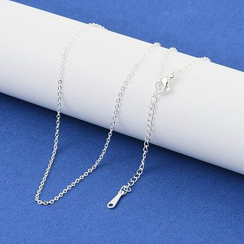 Brass Cable Chain Necklaces, 925 Sterling Silver Plated, 17.20 inch(437mm)