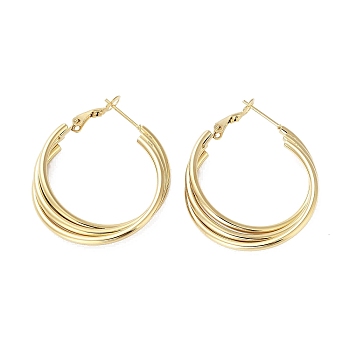 PVD Vacuum Plating 202 Stainless Steel Hoop Earrings, with 304 Stainless Steel Pins, Golden, 35x6mm