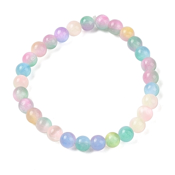 Natural Selenite Round Beaded Stretch Bracelets for Women, Colorful, Inner Diameter: 1-7/8 inch(4.9cm), 10mm