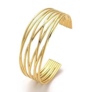 Golden 304 Stainless Steel Cuff Bangle for Women, Cross, Inner Diameter: 1-7/8x2-1/2 inch(4.7x6.2cm)